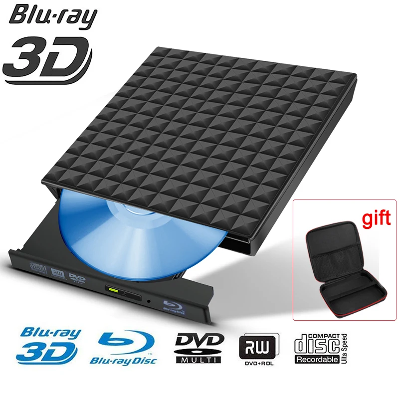 Blu-ray 3D USB3.0 DVD/DVD+RDL Disc Optical Drive Player CD Writer Burner Player For MacBook/Notebook/Desktop Drive for Win 7/10
Blu-ray 3D USB3.0 DVD/DVD+RDL Disc Optical Drive Player CD Writer Burner Player For MacBook/Notebook/Desktop Drive for Win 7/10