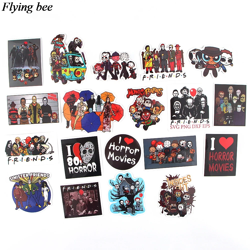 Flyingbee 19 шт. креативные фильмы ужасов стикер s Freddy Krueger убийцы наклейка Друзья для