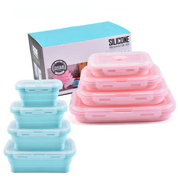 4pcs/set Foldable Bento Box Fresh-keeping Stoage Boxes Portable Silicone Folding Lunch Box for Heating Freezing
4pcs/set Foldable Bento Box Fresh-keeping Stoage Boxes Portable Silicone Folding Lunch Box for Heating Freezing