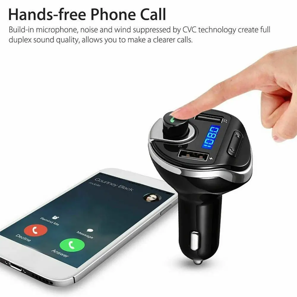 Bluetooth Car FM transmitter Kit USB Car MP3 Wireless Double USB Car Hands-free Car Bluetooth FM Transmitter Radio With Mic
Bluetooth Car FM transmitter Kit USB Car MP3 Wireless Double USB Car Hands-free Car Bluetooth FM Transmitter Radio With Mic