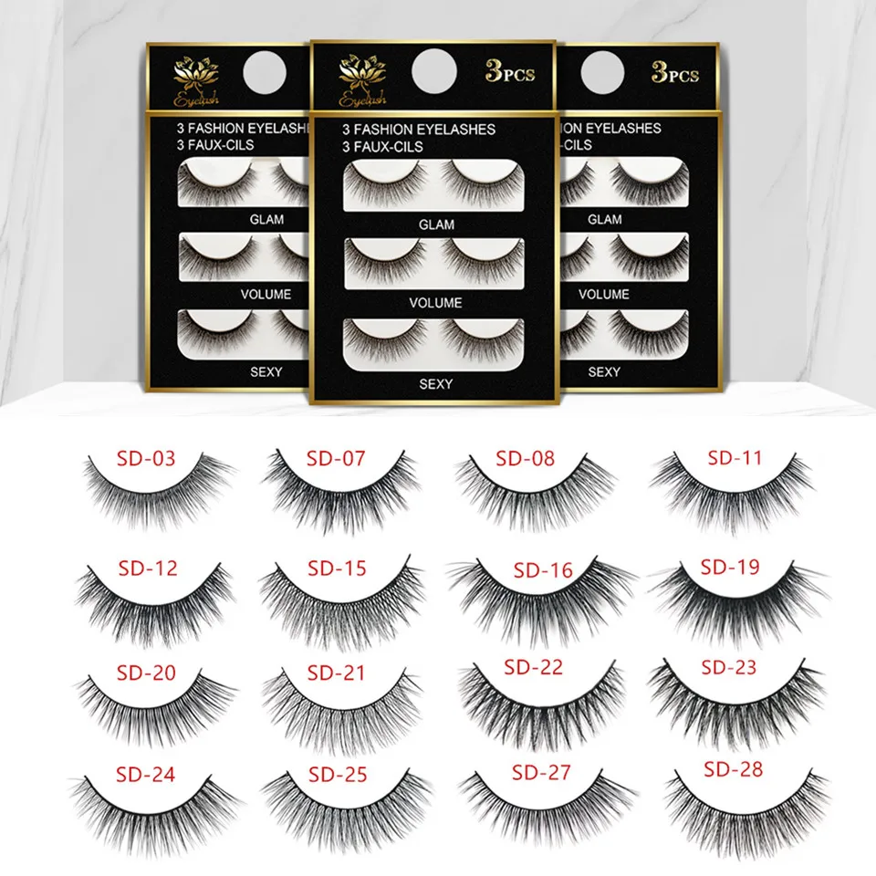 3 pairs eyelashes