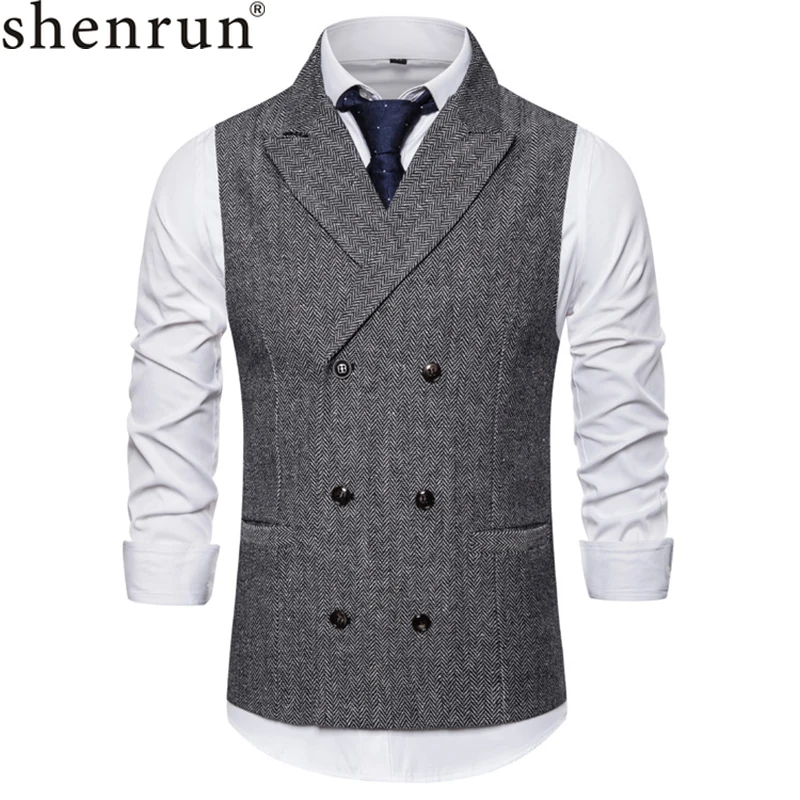Shenrun Men Vests Autumn Light Gray Dark Grey Coffee Herringbone Waistcoat Spring Winter Fashion Double Breasted Peak Lapel Vest
Shenrun Men Vests Autumn Light Gray Dark Grey Coffee Herringbone Waistcoat Spring Winter Fashion Double Breasted Peak Lapel Vest
