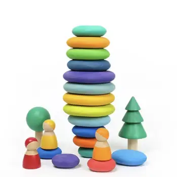 Children Wooden Colored Stone Building Block Educational Toy Creative Nordic Style Stacking Block Game Rainbow Wooden Toy
Children Wooden Colored Stone Building Block Educational Toy Creative Nordic Style Stacking Block Game Rainbow Wooden Toy