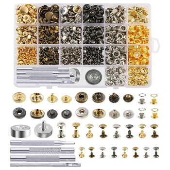 400 Set 4 Style Snap Fasteners Kit Including Leather Rivets Eyelets Grommets Binding Screws Snap Buttons Press Studs kit
400 Set 4 Style Snap Fasteners Kit Including Leather Rivets Eyelets Grommets Binding Screws Snap Buttons Press Studs kit
