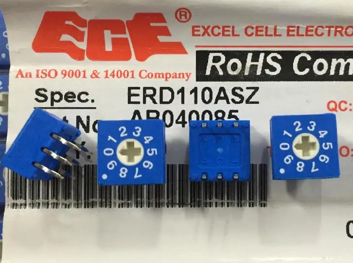 5PCS/LOT ECE 100 capacity 10 bit 0-9 rotary dial switch, ERD110ASZ rotary encoding switch, 3:3 positive code
5PCS/LOT ECE 100 capacity 10 bit 0-9 rotary dial switch, ERD110ASZ rotary encoding switch, 3:3 positive code