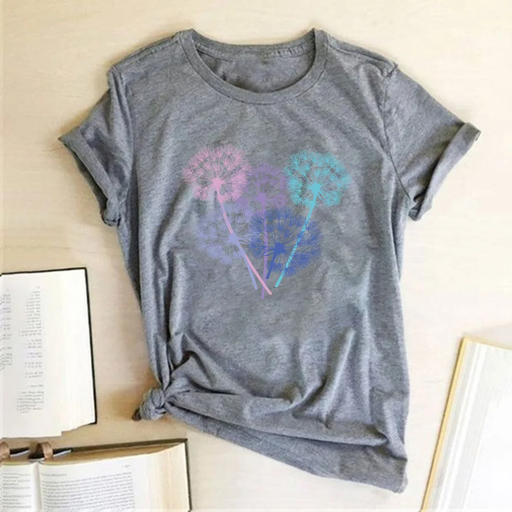 Color Dandelion Print Funny Women T-shirt Free Shipping JKP4746