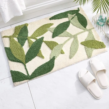 Green leaves thickening fluffy rug door mat home entrance porch anti-skid area rug bathroom absorbent floor mat bedroom carpet
Green leaves thickening fluffy rug door mat home entrance porch anti-skid area rug bathroom absorbent floor mat bedroom carpet
