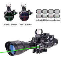 Hunting Riflescope Laser-Sight Holographic Illuminated Green Dot 4-12x50 Red W/4-Reticle