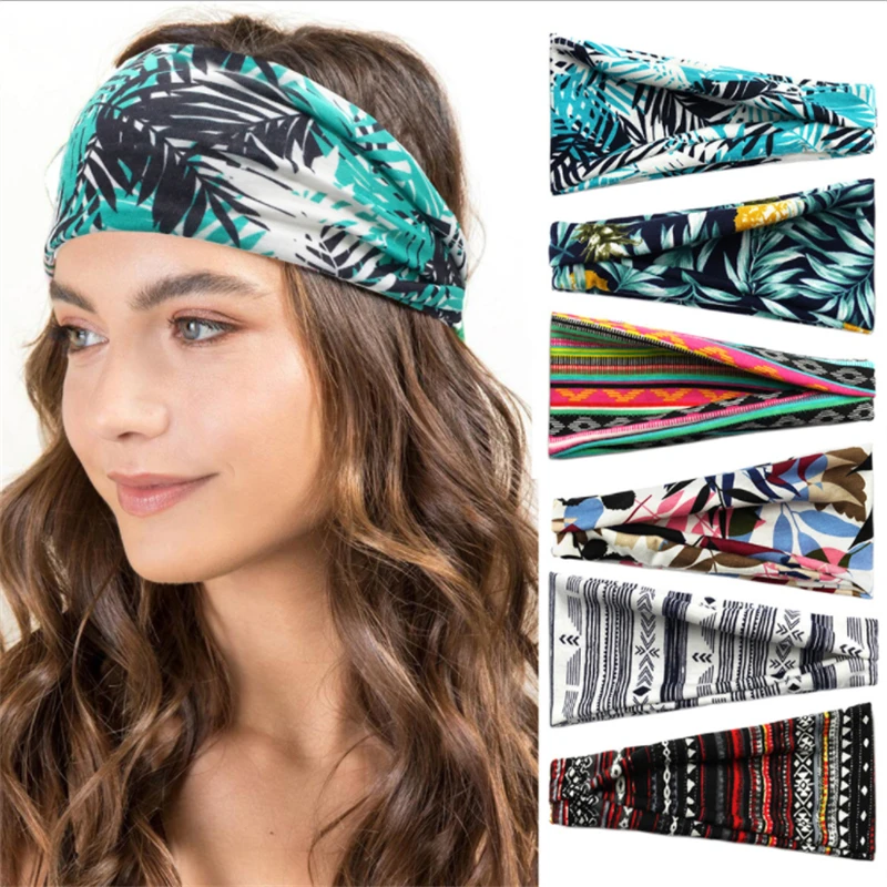 

New Women's Sports Headband Yoga Headband Sweat-absorbent Belt Antiperspirant Wide-brim Printing Headscarf Hair Accessories