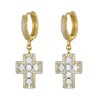 US7 Iced Out Cross Dangle Earring Baguette Zircon Huggie Hinged Gold Silver Color Drop Earring Hip Hop Jewelry For Men Women
US7 Iced Out Cross Dangle Earring Baguette Zircon Huggie Hinged Gold Silver Color Drop Earring Hip Hop Jewelry For Men Women
