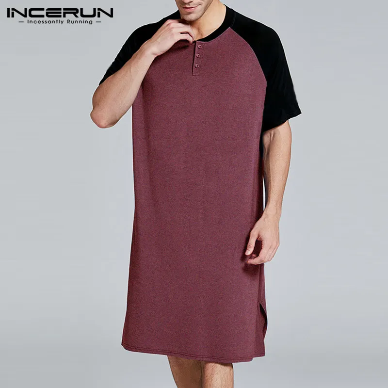 INCERUN Мужская одежда для сна с коротким рукавом и круглым вырезом 2020 в стиле