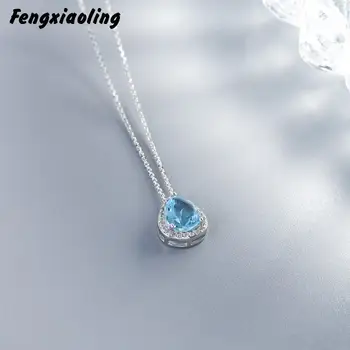New Arrivals Real Silver Blue Crystal Necklace For Women 100% 925 Sterling Silver Water Drop Crystal Statement Pendant Necklaces 
New Arrivals Real Silver Blue Crystal Necklace For Women 100% 925 Sterling Silver Water Drop Crystal Statement Pendant Necklaces