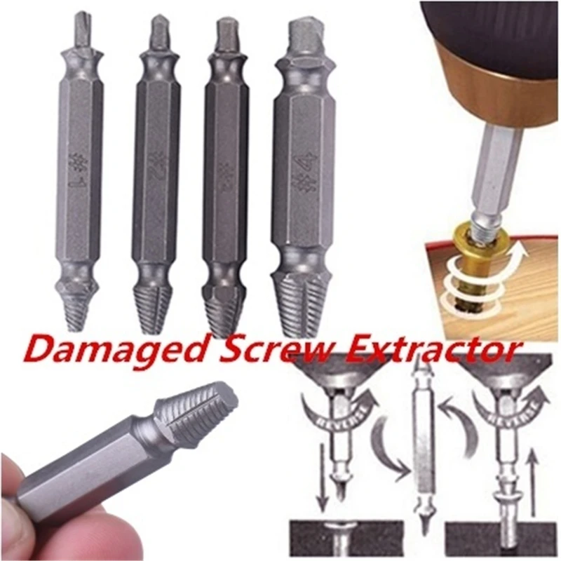 4pcs Damaged Screw Extractor Breakage Bolt Extractor Drill Bits Guide Set Broken Easy Out Fastener Kit Screw Remover Extractors
4pcs Damaged Screw Extractor Breakage Bolt Extractor Drill Bits Guide Set Broken Easy Out Fastener Kit Screw Remover Extractors