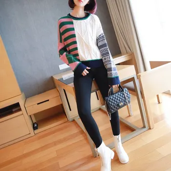 Thickened Sweater Women's Loose Autumn and Winter Slouchy Stripe Retro Multi Pattern Short Color Matching Long Sleeve Jerseys
Thickened Sweater Women's Loose Autumn and Winter Slouchy Stripe Retro Multi Pattern Short Color Matching Long Sleeve Jerseys