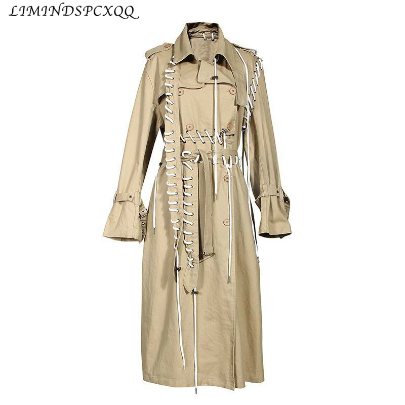 Women Trench Coat Drawstring Bandage Long Trench Coats Patchwork Irregular Khaki Long Overcoat Autumn Winter 2021 Gothic Coat
Women Trench Coat Drawstring Bandage Long Trench Coats Patchwork Irregular Khaki Long Overcoat Autumn Winter 2021 Gothic Coat