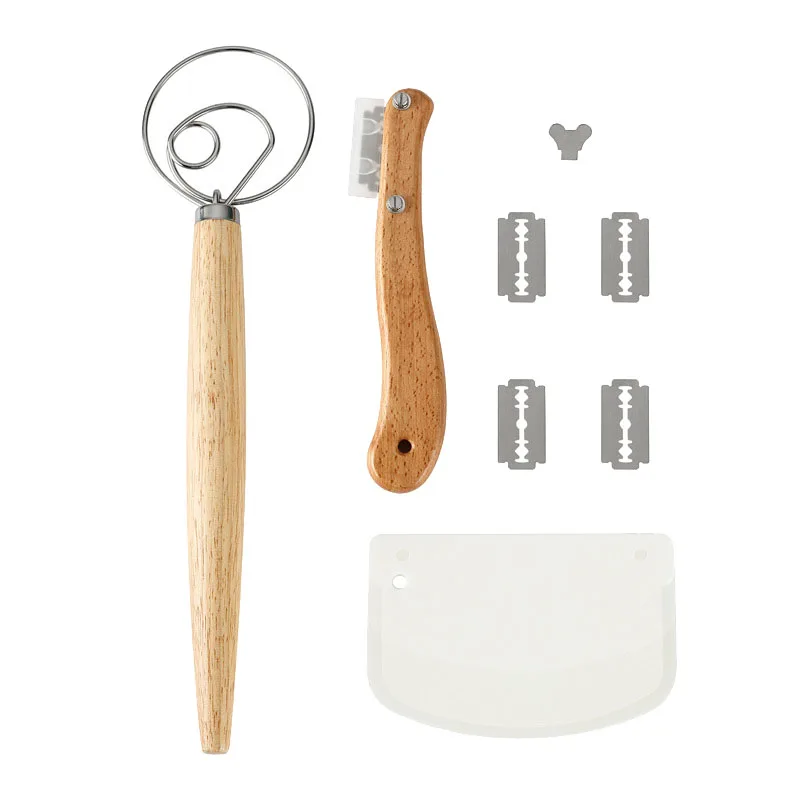 

Bread Lame, Dough Scraper and Danish Dough Whisk Set with Replacement Blades and Protective Cover