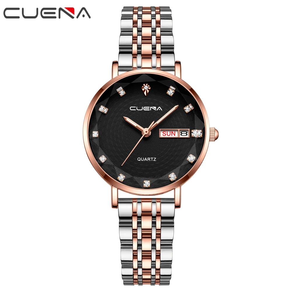 

Luxury CUENA Hot Fashion Women Watches Bracelet Ladies Quartz Watch Elegant Stainless Steel Date Womens Wristwatch Reloj Mujer