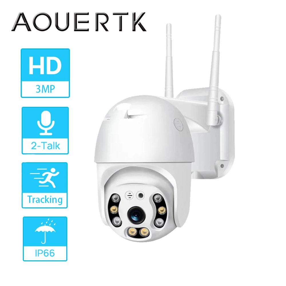 

AOUERTK HD 3MP Camera IP WIFI Camera Auto-Tracking Human Detection PTZ Speed Dome Camera WIFI Surveillance Camera