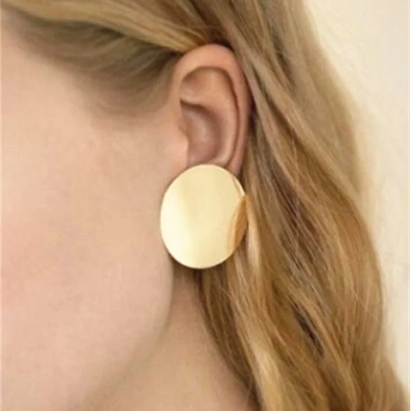 Фото Fashion Gold Color Glossy Round Earrings Hoop Smooth Simple Clear Circle Charm For Women Girls Geometric Gift | Украшения и