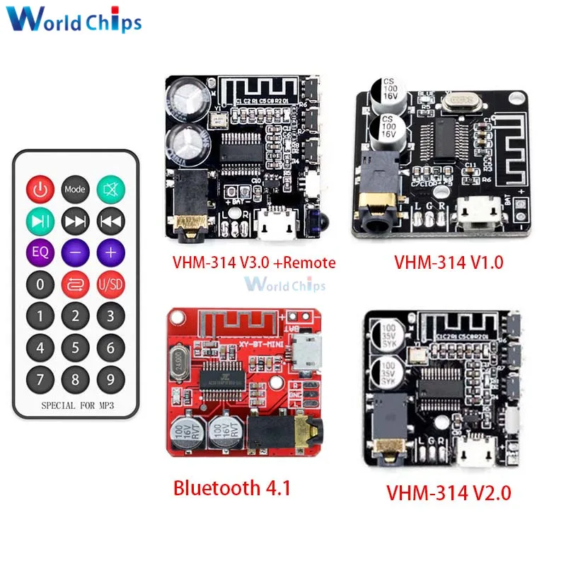 Bluetooth 5.0 4.1 VHM-314 Bluetooth Audio Receiver Board mp3 Lossless Decoder Board Wireless Stereo Music Module for Car Speaker
Bluetooth 5.0 4.1 VHM-314 Bluetooth Audio Receiver Board mp3 Lossless Decoder Board Wireless Stereo Music Module for Car Speaker