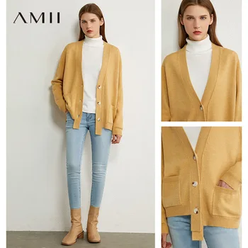 AMII Minimalism Autumn Winter Women Cardigan Fashion Solid Vneck Loose Knitted Women's Overcoat Female Coat Tops 12040488
AMII Minimalism Autumn Winter Women Cardigan Fashion Solid Vneck Loose Knitted Women's Overcoat Female Coat Tops 12040488