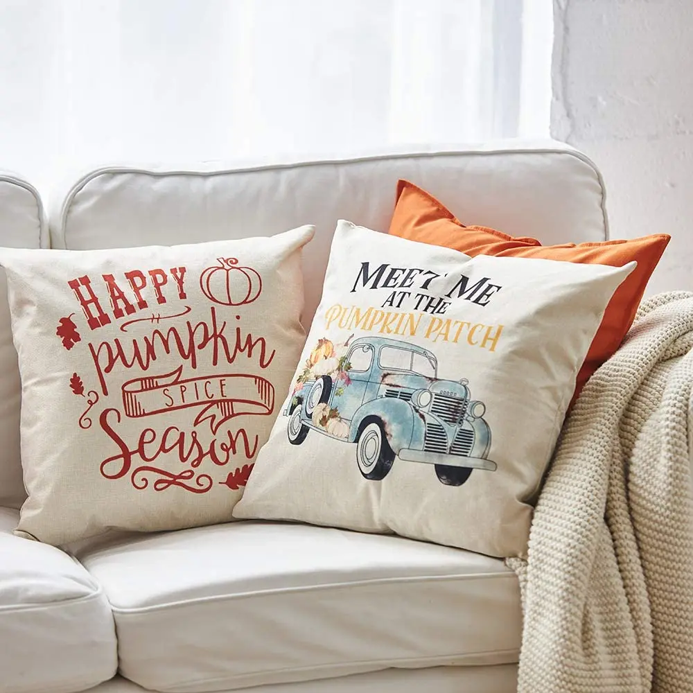 

Cushion Cover Autumn Decoration Pillow Cover Fall Pumpkin Decorative Throw Pillows Sofa Living Room Funda Cojin 45x45cm