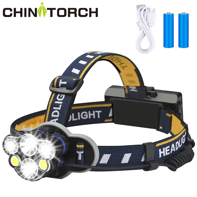 Rechargeable Headlamp 12000 Lumen 6 LED 8 Modes Waterproof Flashlight Head Light T6*2+Cob +XPE Powerful Head Lantern For Hiking
Rechargeable Headlamp 12000 Lumen 6 LED 8 Modes Waterproof Flashlight Head Light T6*2+Cob +XPE Powerful Head Lantern For Hiking