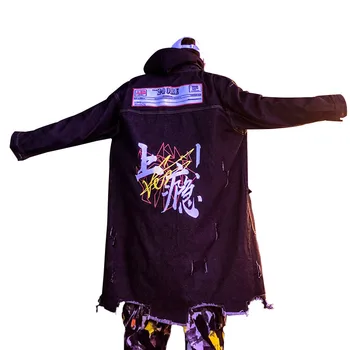 Autumn Men's Trend Brand Long Windbreaker Denim Jacket Coats personality prin Vintage Hole Frayed Nightclub DJ Hip Hop Outerwear
Autumn Men's Trend Brand Long Windbreaker Denim Jacket Coats personality prin Vintage Hole Frayed Nightclub DJ Hip Hop Outerwear