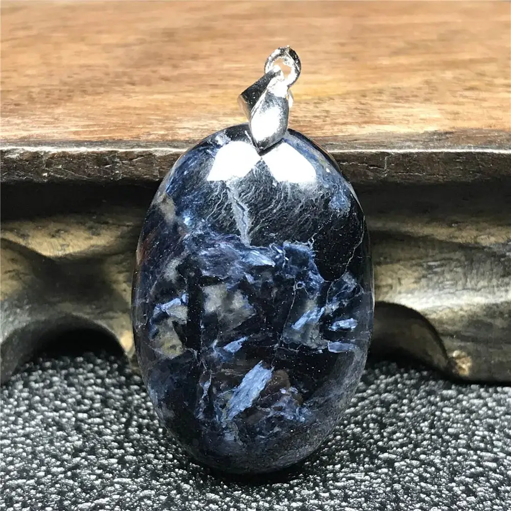 

Genuine Natural Blue Pietersite Pendant For Woman Man Namibia Crystal 30x21x8mm Oval Beads Firework Effect Stone Jewelry AAAAA