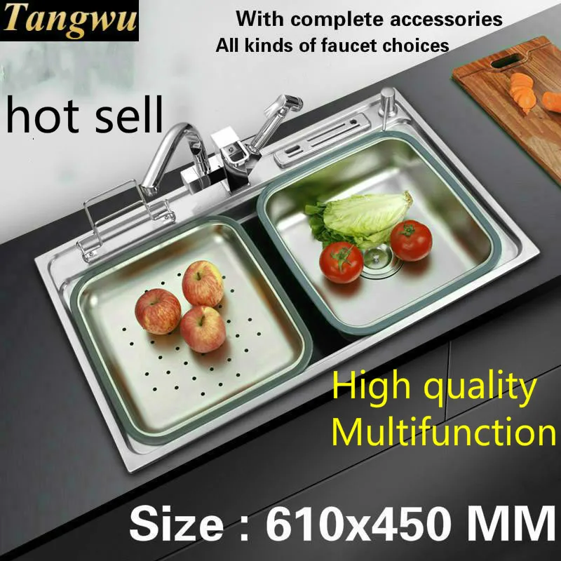 

Free shipping kitchen sink 0.8 mm thick food grade 304 stainless steel ordinary single slot vogue durable hot sell 610x450 MM