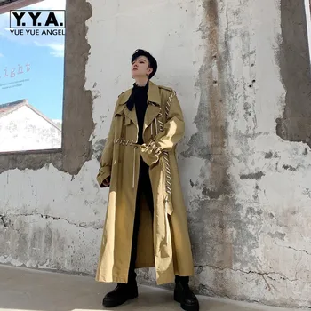 Qualities New Designer Drawstring Mens Patchwork Overcoats Harajuku Long Sleeve Lapel Belt Loose Big Size Male Long Trench Coats
Qualities New Designer Drawstring Mens Patchwork Overcoats Harajuku Long Sleeve Lapel Belt Loose Big Size Male Long Trench Coats