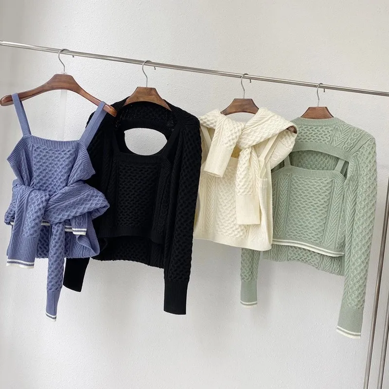 Korean Fashion Women Sweaters 2020 Fall Designer Fashion Sexy 2 Pieces Multi-way Wearing Long Sleeve Knitted Winter Tops
Korean Fashion Women Sweaters 2020 Fall Designer Fashion Sexy 2 Pieces Multi-way Wearing Long Sleeve Knitted Winter Tops