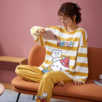 Autumn and winter 100% cotton pajamas, comfortable pajamas, ladies casual pajamas, cartoon printed pajamas, ladies home service
Autumn and winter 100% cotton pajamas, comfortable pajamas, ladies casual pajamas, cartoon printed pajamas, ladies home service