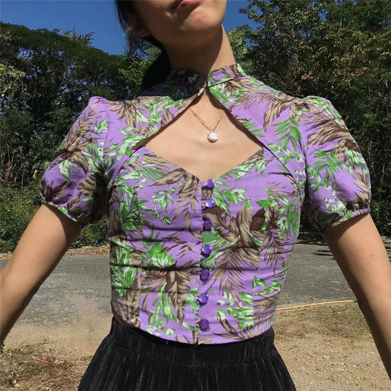 Summer New Women's Round Neck Short Sleeve Tops Print Flower Cardigan Corset Top Sexy Crop 90s Clothes Vintage T-shirt
Summer New Women's Round Neck Short Sleeve Tops Print Flower Cardigan Corset Top Sexy Crop 90s Clothes Vintage T-shirt