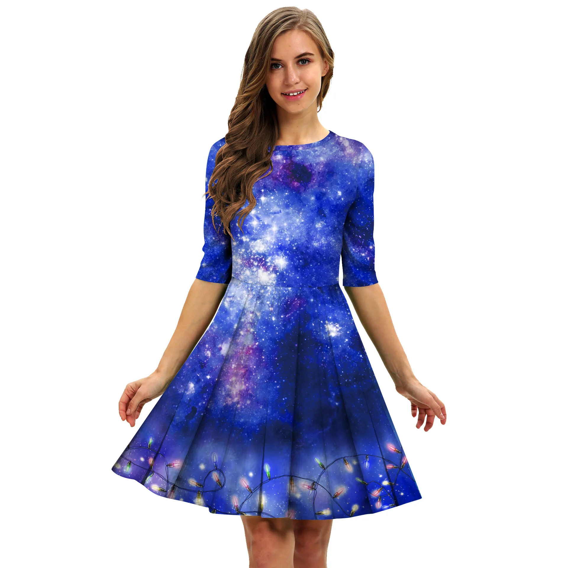 2020 New Christmas Snowflake String Lamp Digital Print Waist And Knee Slim Dress
2020 New Christmas Snowflake String Lamp Digital Print Waist And Knee Slim Dress