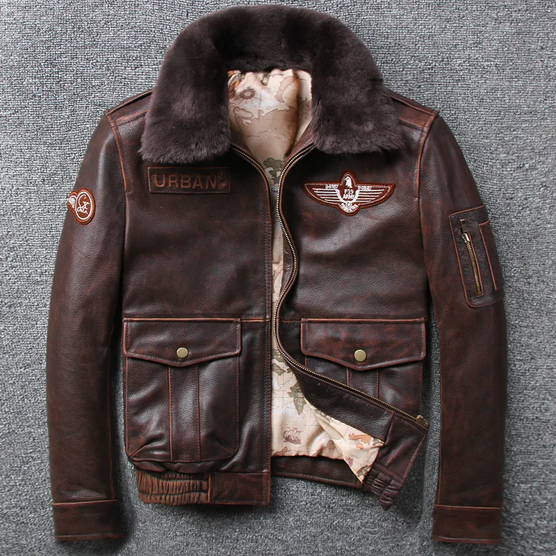 Head Layer Cowhide Lear Lear G1 Air Force Pilots Lear Jackets Man Hair Clip Cotton Pure Lear Coat
Head Layer Cowhide Lear Lear G1 Air Force Pilots Lear Jackets Man Hair Clip Cotton Pure Lear Coat