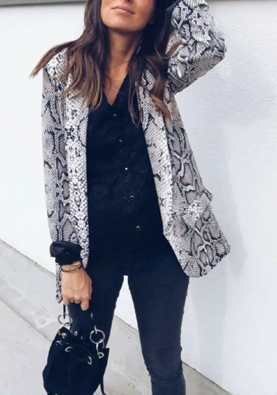 Women Python OL Style Long Sleeve Slim Casual Jacket Females Autumn Winter Eleght Coat Ladies Python Print Leather Jacket
Women Python OL Style Long Sleeve Slim Casual Jacket Females Autumn Winter Eleght Coat Ladies Python Print Leather Jacket