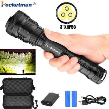 Brightest Flashlight X-Lamp 3*XHP50 LED Flashlight Zoom LED Torch USB Rechargeable Flashlight Powerful XHP70 XHP50 Torch 18650
Brightest Flashlight X-Lamp 3*XHP50 LED Flashlight Zoom LED Torch USB Rechargeable Flashlight Powerful XHP70 XHP50 Torch 18650