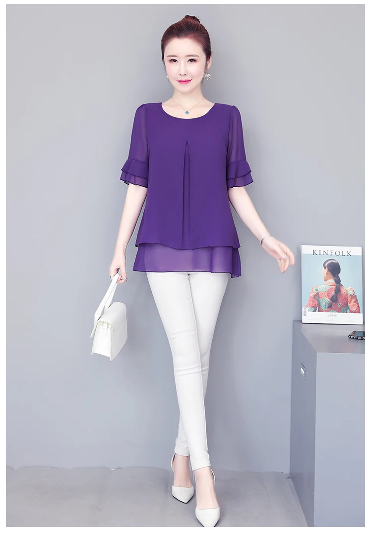 Women Blouses Solid 2020 Summer New Short- Sleeve V-Neck Lace up Shirt Female Chiffon Womens Plus Size Tops Slim Clothing NS4544 Women Blouses Solid 2020 Summer New Short- Sleeve V-Neck Lace up Shirt Female Chiffon Womens Plus Size Tops Slim Clothing NS4544