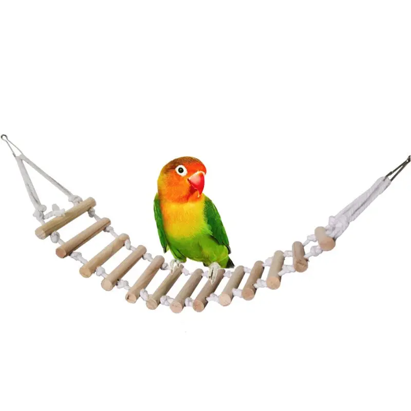 

Bird Parrot Toy Wooden Ladder Bridge Hamster Climbing Rope Ladder Toys for Small to Medium Birds Parrots Stand Perch toy