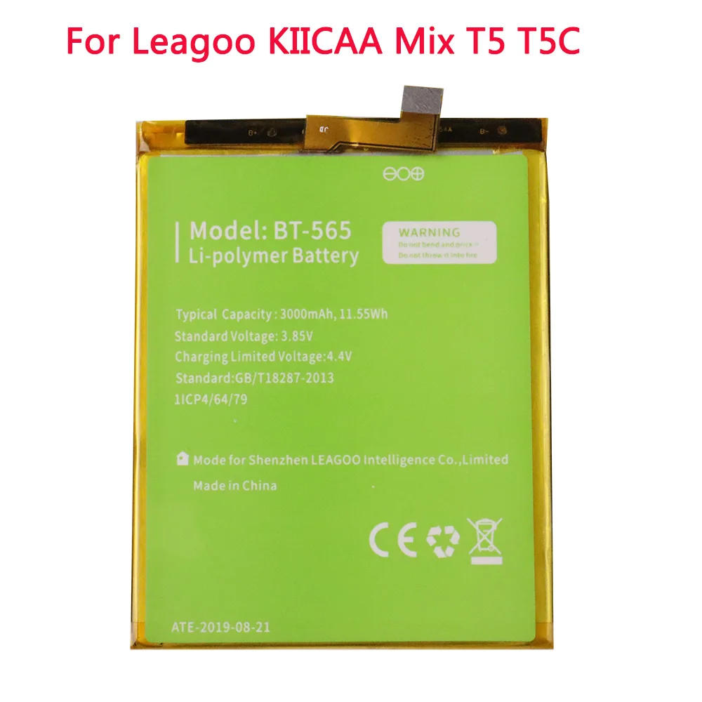 High Quality Original BT-565 BT-566 3000mAh Battery For Leagoo KIICAA Mix T5 T5C BT565 BT566 Mobile Smart Phone Parts Batterie 
High Quality Original BT-565 BT-566 3000mAh Battery For Leagoo KIICAA Mix T5 T5C BT565 BT566 Mobile Smart Phone Parts Batterie