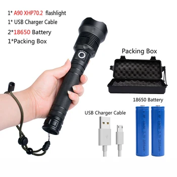 Rechargeable Super Bright Flashlight Outdoor XHP70 LED Torch Tactical Zoomable Military FlashlightWith Storage Box
Rechargeable Super Bright Flashlight Outdoor XHP70 LED Torch Tactical Zoomable Military FlashlightWith Storage Box