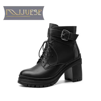 MLJUESE 2021 women Ankle boots Cow leather Winter short plush Round Toe Platform Zipper High heels female Riding boots size 39
MLJUESE 2021 women Ankle boots Cow leather Winter short plush Round Toe Platform Zipper High heels female Riding boots size 39