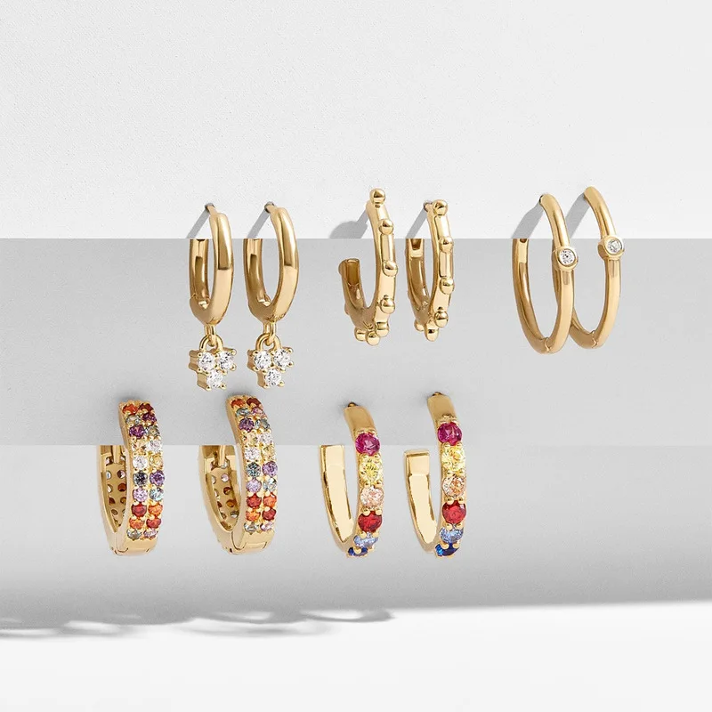 5 Pairs/Set 2019 Basic Gold Color Colorful Rhinestone Small Hoop Earrings For Women Lady's Everyday Hoop Earrings Set Jewelry
5 Pairs/Set 2019 Basic Gold Color Colorful Rhinestone Small Hoop Earrings For Women Lady's Everyday Hoop Earrings Set Jewelry