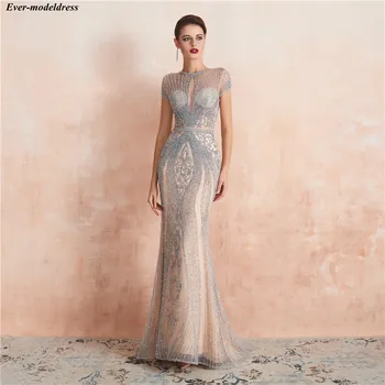 Luxury Mermaid Evening Dresses Long Beaded Short Sleeves Illusion Top 2019 Prom Dress Formal Gowns Robe de soiree 
Luxury Mermaid Evening Dresses Long Beaded Short Sleeves Illusion Top 2019 Prom Dress Formal Gowns Robe de soiree