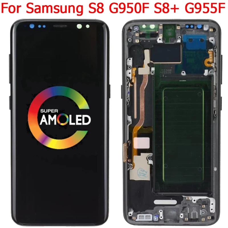 Оригинальный дисплей для Samsung Galaxy S8 Plus Рамка Super Amoled G950F G950FN G955F/DS ЖК сенсорный