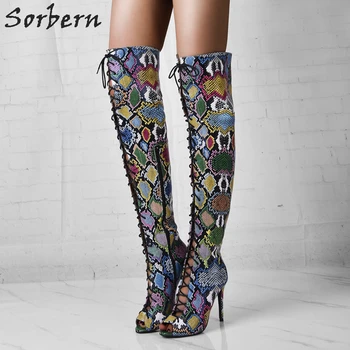 Sorbern Colorful Snake Over The Knee Boots Open Toe Lace Up Front High Heel Stilettos Custom Wide Fit Long Boot Shoes Size 12
Sorbern Colorful Snake Over The Knee Boots Open Toe Lace Up Front High Heel Stilettos Custom Wide Fit Long Boot Shoes Size 12