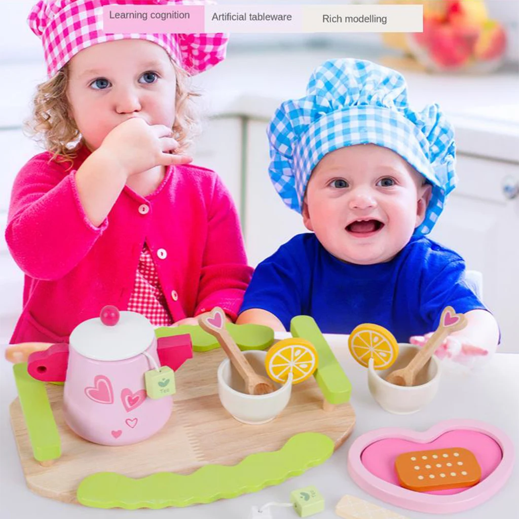 12-piece Wooden Tea Set Pretend Play Toy Educational Game For Kids Children - Soild Beech Saucer Cup Salver Teapot Coffee Set 12-piece Wooden Tea Set Pretend Play Toy Educational Game For Kids Children - Soild Beech Saucer Cup Salver Teapot Coffee Set