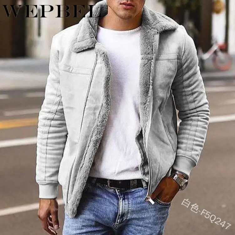 WEPBEL Men's Casual Plush Splicing Coat Winter Fashion Solid Color Long Sleeve Zipper Turn-down Collar Warm Coat
WEPBEL Men's Casual Plush Splicing Coat Winter Fashion Solid Color Long Sleeve Zipper Turn-down Collar Warm Coat