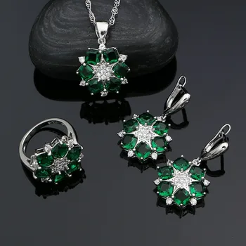 925 Sterling Silver Bridal Jewelry Sets for Girls Green Cubic Zirconia White Crystal Earrings Necklace Pendant Ring Set
925 Sterling Silver Bridal Jewelry Sets for Girls Green Cubic Zirconia White Crystal Earrings Necklace Pendant Ring Set